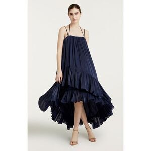 CINQ À SEPT Soliel Ruffle Trapeze Dress - Navy in Size XSmall D043